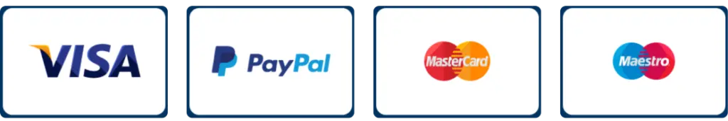 Secure payment options including Visa, PayPal, and Mastercard for IPTV subscription